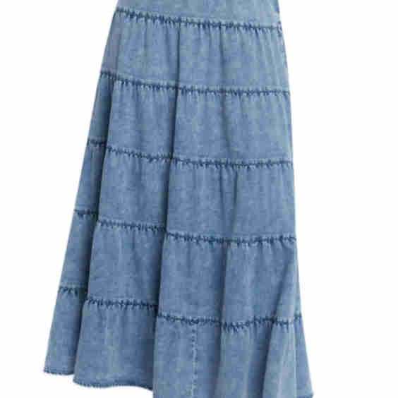 Tiered Denim Maxi Skirt