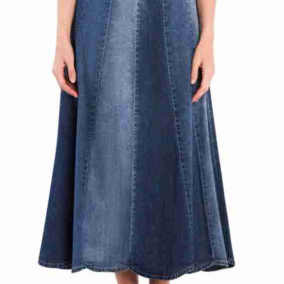 Patchwork Denim Maxi Skirt