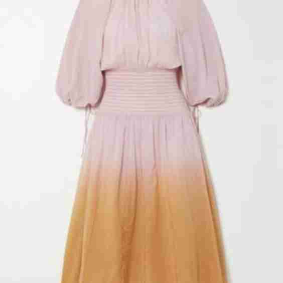 Barrie Ombré Shirred Cotton-Voile Midi Dress