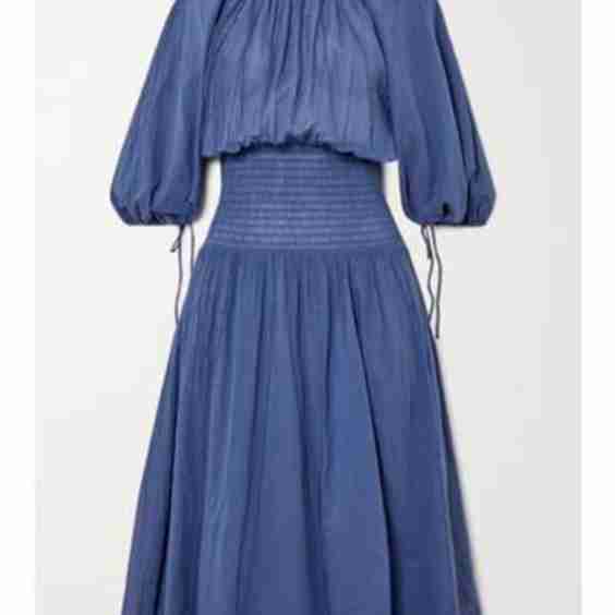 Barrie Shirred Cotton-Voile Midi Dress