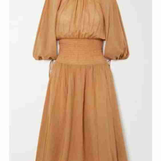 Barrie Shirred Cotton-Voile Midi Dress