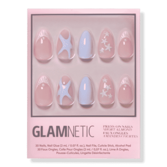 Salty Waves Short Almond Press-on Nails