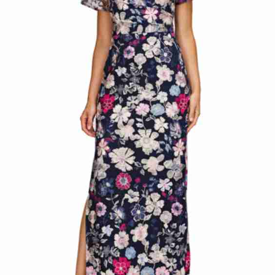 Magnolia Floral Embroidery Gown