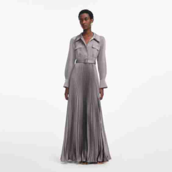 Satin Pleated Maxi Dress