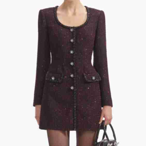 Metallic Boucle Mini Dress