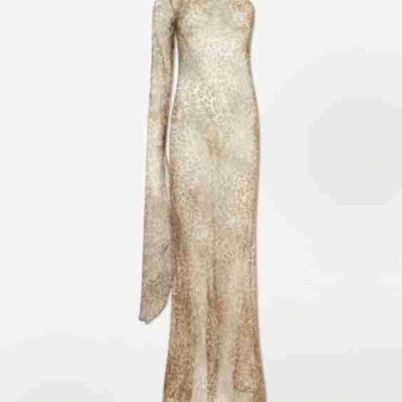 One Shoulder Leopard Print Maxi Dress
