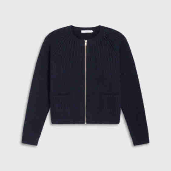 Knit Zip Up Cardigan With Pockets