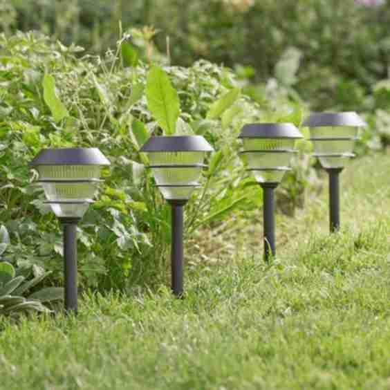 Four Solar Tiered Stake Lights