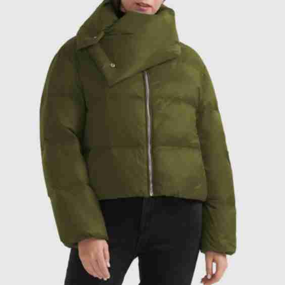 Stylish Puffer Down Coat With Thickened Collar