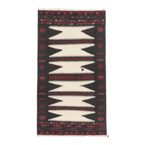 Vintage Afghan Kilim in Beige With Geometric Patterns