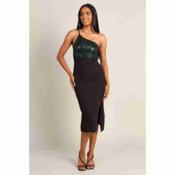 Xayne One Shoulder Sequin Midi Dress