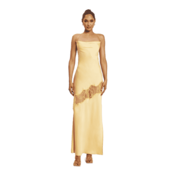 Chandra Lace Detail Satin Maxi Dress