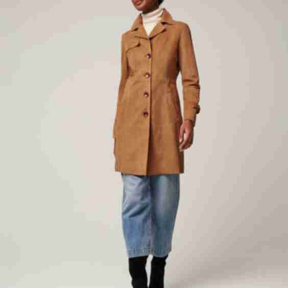Mia Suede Leather Trench Coat