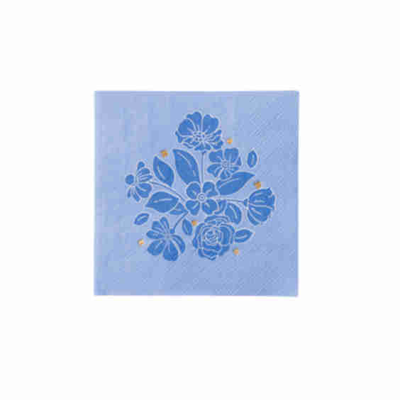 Belle Blue Elegant Floral Cocktail Napkins