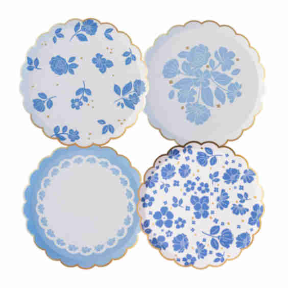 Belle Blue Elegant Floral Dessert Plates