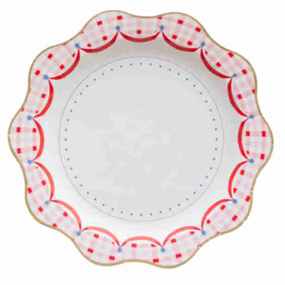 Red Gingham 4th Of July Dinner Plates