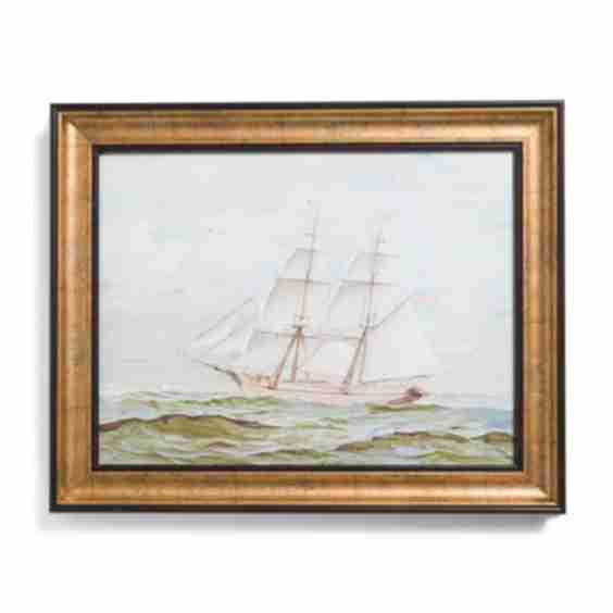 16x20 Frigate Sailboat Framed Wall Art