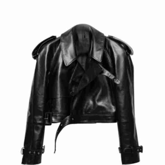 Cropped Trench Leather Jacket