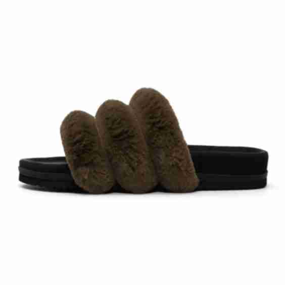 Bunny Slider Khaki Faux Fur