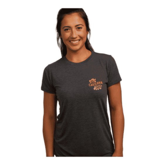 Women's Bamboo Crew Tee - Good Vibes Floral - Charcoal Heather