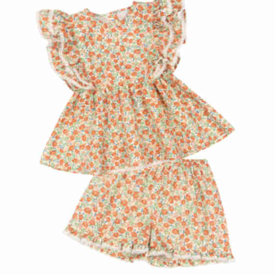 Verbena Floral Ruffle Shorts Set