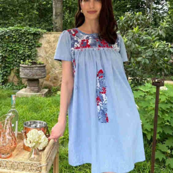 Liliana Swiss Dot Azul Short Dress