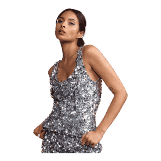 Silver Sequin Embellished Tank