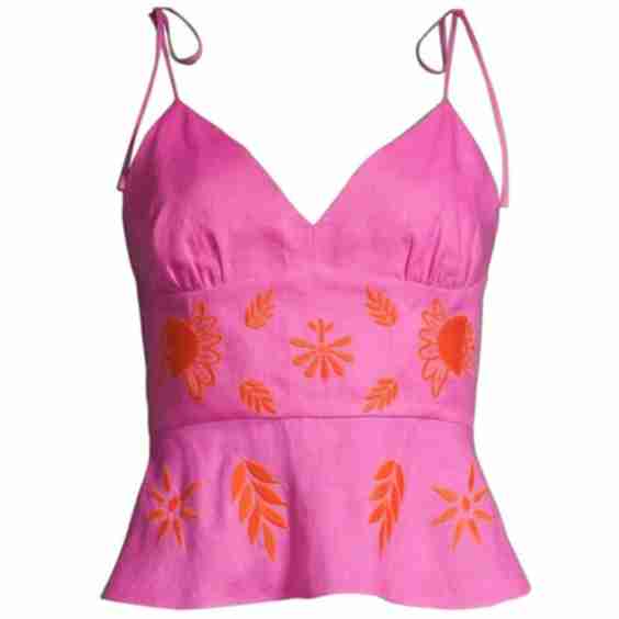 Embroidered Peplum Tank Top