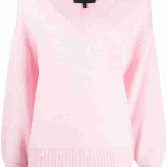 V-Neck Ribbed-Trim Jumper
