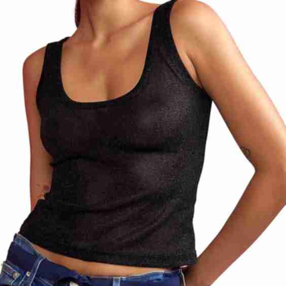 Scoopneck Glitter Mesh Tank