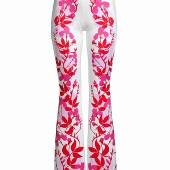 Bonded Floral Flared Pants 