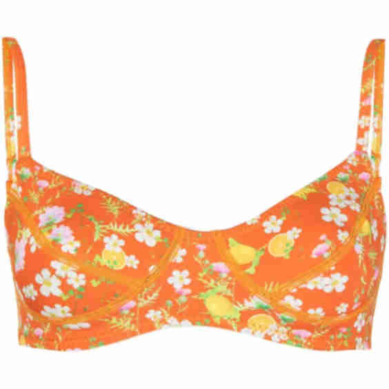 Floral Print Neoprene Bikini Top