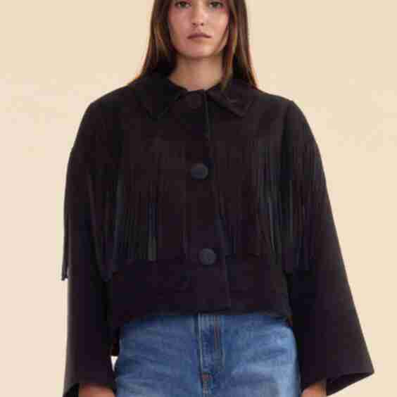 Carrie Cropped Fringe Suede Jacket