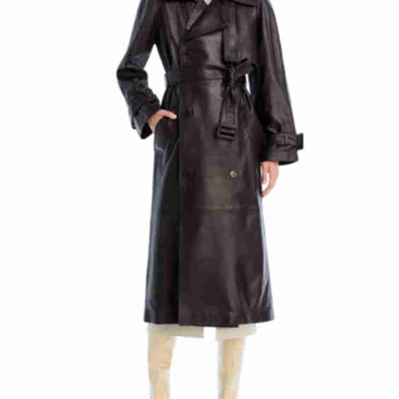 Henri Belted Leather Trench Coat