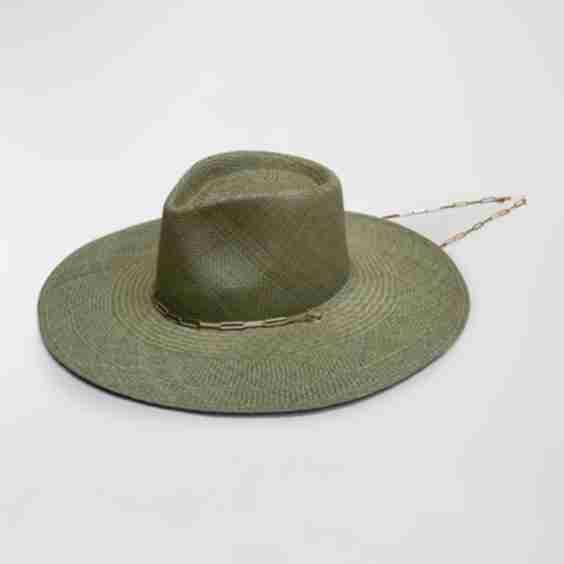 Livy Jr - Panama Straw Hat - Gold-Plated Dangling Chain