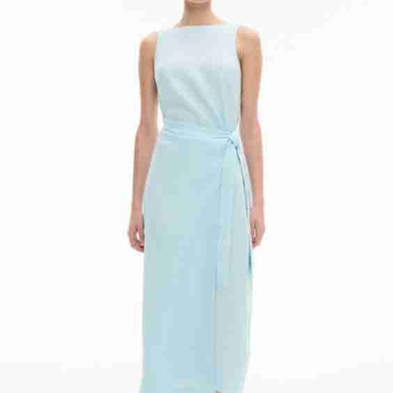 Linen Wrap Midi Dress