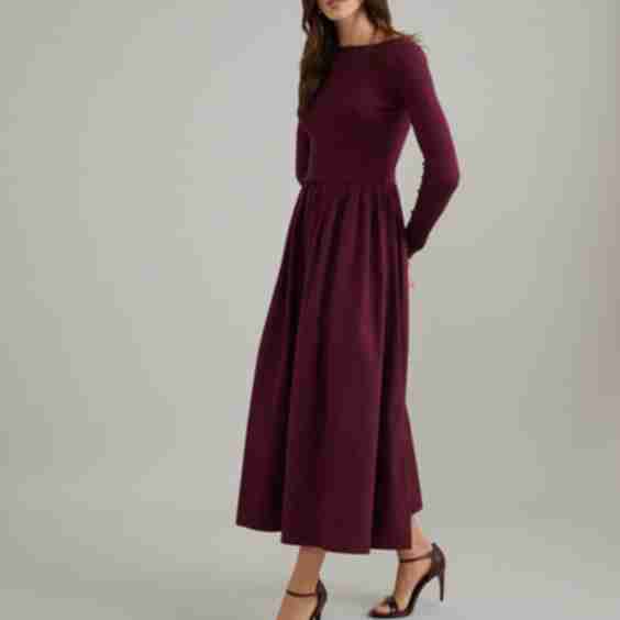Long Sleeve Skater Midi Dress