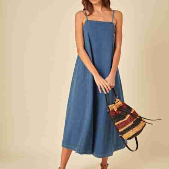 Denim Jazmine Midi Smock Dress
