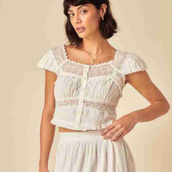 White Lace Detail Top