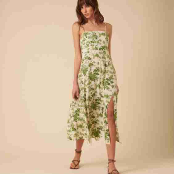 Linen-blend Floral Maxine Midi Dress