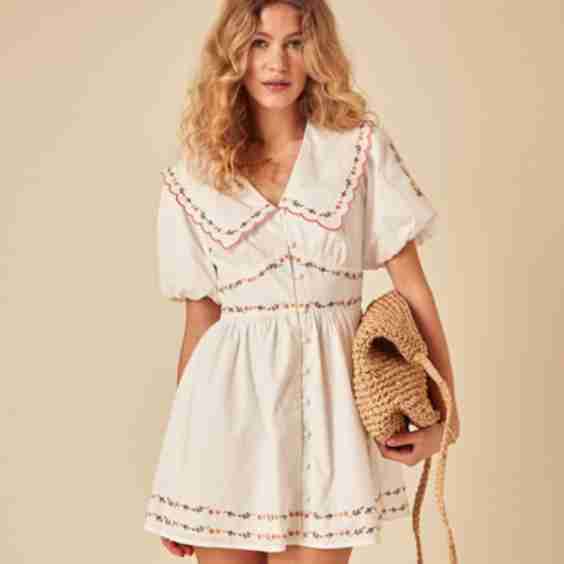 Floral Embroidered Birdie Mini Dress