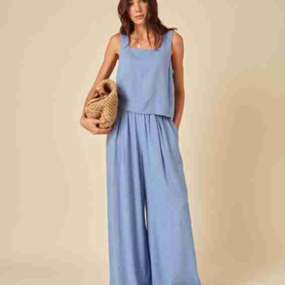 Linen-Blend Jerrow Wide Leg Trousers