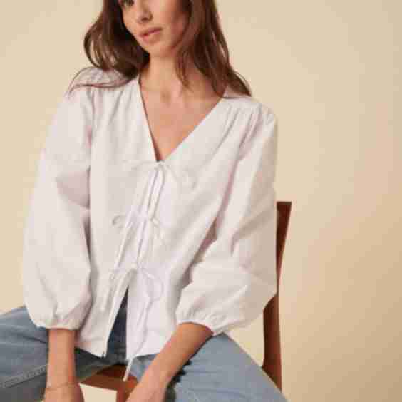 Tie-Front Long Sleeve Bernadetta Blouse