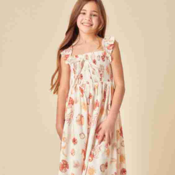 Elizabeth Scarlett Girls Shell Print Hadley Midi Dress
