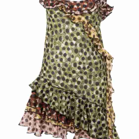 Mimika Patchwork Print Mini Dress with Ruffle Detailing