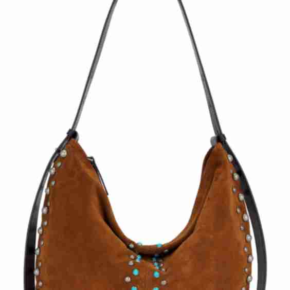Mona Studded Suede Shoulder Bag