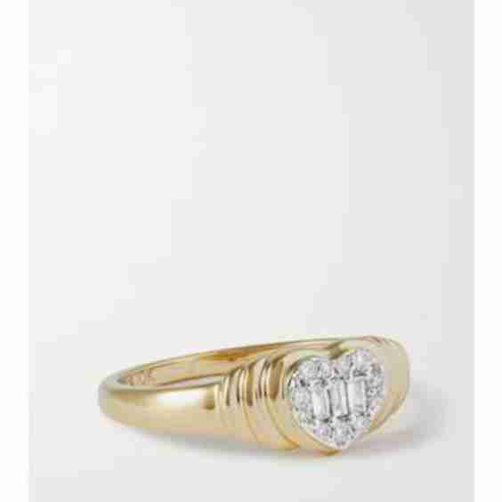 Heart Of The Matter 10-Karat Gold Diamond Pinky Ring