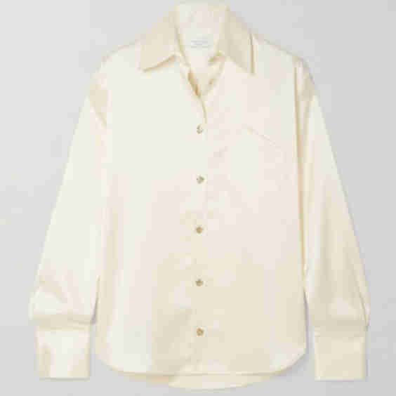 Button Embellished Satin Shirt