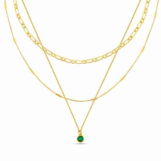 Emerald 3-Row Necklace Made With Swarovski Crystals