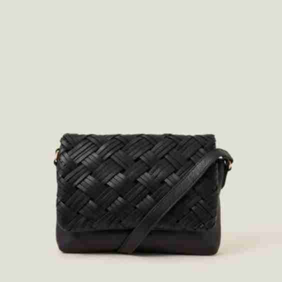 Leather Woven Cross Body Bag